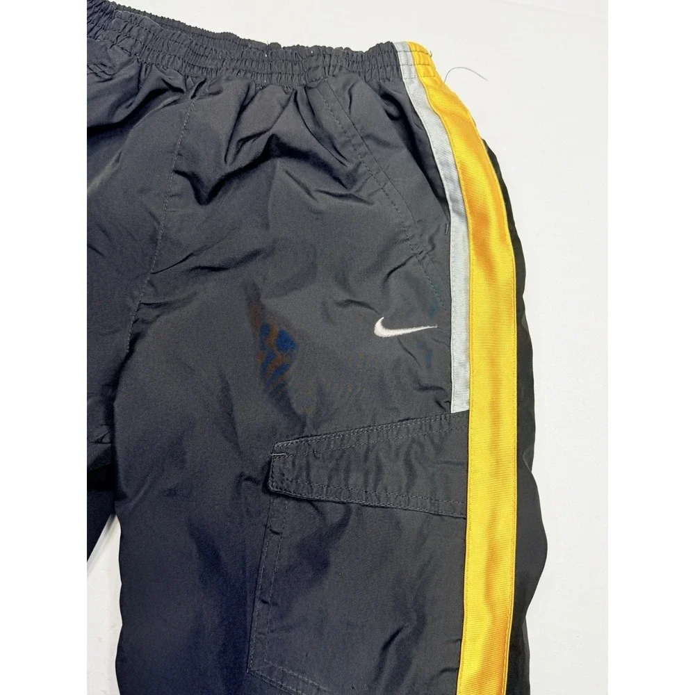 Vintage Y2K  2003 Nike Youth Size 7 Lined Cargo Track Pants Black Yellow